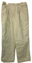 Harve Benard Womens Tan/Beige Cotton Embroidered Leaf/Palm Pants Size 16 New - £11.71 GBP