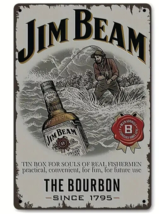 Jim Beam The Bourbon Since 1795 Vintage Novelty Metal Sign 12&quot; x 8&quot; Wall Art - £7.03 GBP