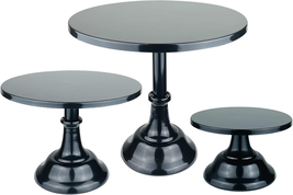 3 Pieces Cake Stand Set Black Metal Cupcake Holder Dessert Display Plate... - $86.12