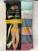 FRUIT OF THE LOOM PREMIUM ULTRA SOFT WOMENS HIPSTERS 6 PACK  ASST SIZES ... - £10.34 GBP