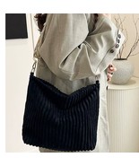 Corduroy Slouchy Tote Bag With Guitar Shoulder Strap Black - €29,95 EUR