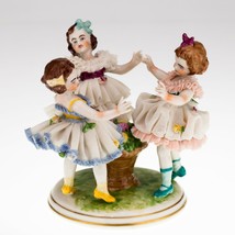 Dresden &quot;Ring Around the Rosy&quot; Porcelain Lace Figure Three Girls Nice - £375.84 GBP