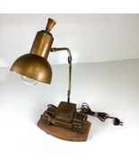 Vtg Brass Sculpture Ford Model A or T Car Hinged Desk Lamp Light w/ Wood... - $657.63 MXN