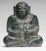 Ancien Khmer Style Bronze Happy, Fat, Bouddha Riant Budai Statue - - £389.13 GBP
