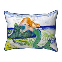 Betsy Drake Mermaid on Rock Small Pillow 11x14 - £39.56 GBP