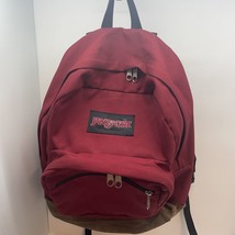 Jansport Right Pack Backpack Originals Maroon Red  Leather Bottom JS00TY... - £42.68 GBP