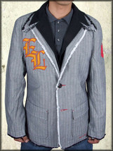 English Laundry Medieval Griffin Raw Seam Edgy Men Blazer Jacket Coat Grey NEW S - £86.77 GBP