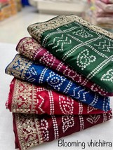 Sequins Work Vichitra Silk Saree, Wedding, Bridal, Indian Ethnic Dress, Festival - £63.17 GBP