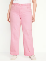 Old Navy Sky Hi Wide Leg Jeans Womens 18 Tall Pink Extra High Rise Cotton NEW - £23.78 GBP