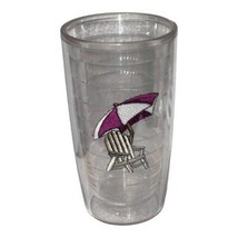 Tervis 16 oz Insulated Tumbler Beach Chair Adirondack Purple Umbrella Appliqué - £9.47 GBP