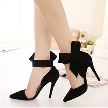 Women Pumps With A Big Bow Bow Tie With Sharp Toe Stilettos Plus Size Shoes - £38.90 GBP