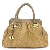 Charles Jourdan Ostrich Leather Tote bag Gold Trim Charm Handbag Two Ton... - $84.15