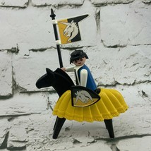 Vintage Geobra Playmobil Knight On Horseback Jousting Yellow Black - $9.89
