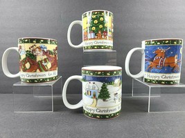 4 Portmeirion Christmas Story Susan Winget Variety Mugs Set 3 3/4&quot; Holiday Cups - £44.99 GBP