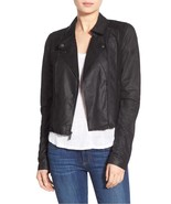 Paige Silvie Leather Moto Jacket Cropped Trim Black Suede Leather Sz L N... - £320.69 GBP