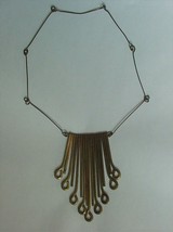 Vintage Modernist Brass Windchime-like Necklace Choker w/Dangling Brass ... - £13.54 GBP