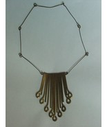 Vintage Modernist Brass Windchime-like Necklace Choker w/Dangling Brass ... - $16.95