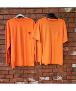 Lot of 2 Orange Hi-Vis 100% Polyester Work Shirts with Pockets Size Larg... - $444.38 MXN