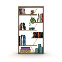 Industrial 6-Shelf Open Back Etagere Wood Frame Bookcase - $3,261.80 MXN