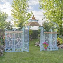 16ft. Long Pagoda Style Iron Garden Gate with Four Rectangular Planters Batumi ( - $3,538.50