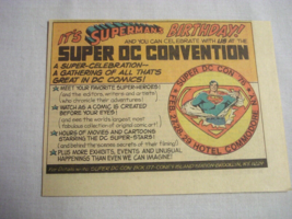 1976 Color Ad Superman&#39;s Birthday Super DC Convention, Coney Island-Brooklyn - £6.27 GBP