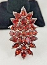 8.15 ct tw Mozambique Garnet Elongated Cluster Sterling Silver Ring NEW Sz 9 - £83.93 GBP