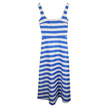 Emilia Wickstead Midi Shiloh Stripe Dress In Polyester Women Blue Uk Size 8 - $521.55