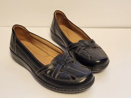 Clarks Collection Dark Brown / Black Leather Loafer Womens Size 9 Slip On Shoes - £23.45 GBP