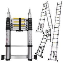 16.5 Ft Aluminum Telescopic Ladder Telescoping A-Type Extension Multi Pu... - £123.90 GBP