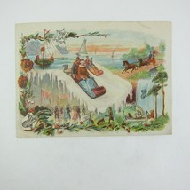 Victorian Trade Card LARGE Bortree Corset People Sledding Dancing Sailing Boats - £18.68 GBP