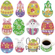 10 Pcs Easter Diamond Painting Coasters Kit - Fun DIY Craft for Home Decor - $27.67