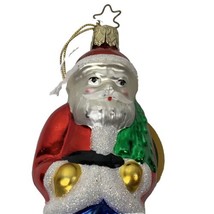 Vintage Santa Christmas Tree Ornament Inge&#39;s German 4 In Blown Glass - £12.58 GBP