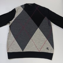 Express Design Studio Men's Pullover Sweater Black/Gray Crew Neck Merino Wool L image 10