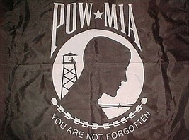 POW MIA Black White War Wall Banner Flag Double-Sided Polyester Hanger 6... - $10.88