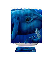 Underwater Art Big Blue Whale and Mermaid Shower Curtain - $23.90+