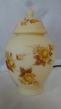 Fenton Art Glass Hand Painted Chocolate Roses Satin Ginger Jar Made in USA - £99.55 GBP