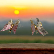 Set of 2 KURT ADLER 2.5&quot; Colorful BUTTERFLY w/ GOLD GLITTER CHRISTMAS OR... - $43.03 CAD