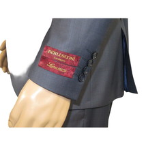 Men Suit BERLUSCONI Turkey 100% Italian Wool Super 180's 3pc Vested #Ber11 Blue image 2