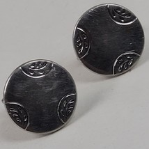 Vintage Mid Century Style Swank Cuff Links Silver Tone Round w/ Etched L... - £10.09 GBP