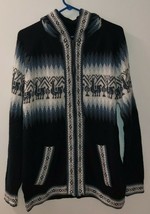Alpaca Wool Hooded Cardigan With Zipper (Alpaca Design Peruvian Style) - £36.38 GBP