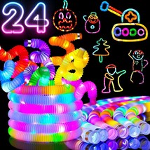 Glow Sticks Light Up Pop Tubes LARGE 8 Pack Sensory Fidget Toys Glow in the Dark - £19.43 GBP