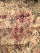 Fabric 56” X 106” One Piece Premium For Upholstey Beige With Red &amp; Green Floral - £11.41 GBP