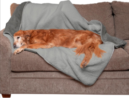Throw Blanket for Dogs Extra Large 60&quot; x 50&quot; Waterproof &amp; Self-Warming Gray - £20.04 GBP