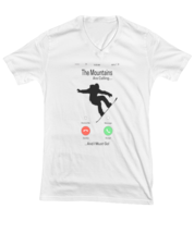 Snowboarding TShirt The Mountains Are Calling White-V-Tee  - £17.65 GBP