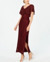 CONNECTED Sequined Lace Overlay Gown Bordeaux Size 16 $109 - £34.81 GBP