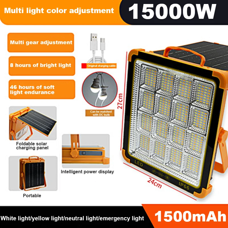 Primary image for 15000W superbright solar light Rechargeable LED Camping Strong Light with  Solar
