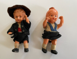 Vintage 1950&#39;s Red Letter Day School Hansel and Gretel Posable Baby Dolls - $7.59