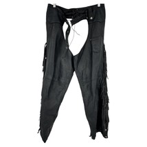 Allstate Leather chaps Black Fringe Size XL unisex lined buffalo  - £46.00 GBP