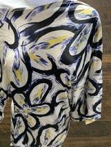 Kanvas Floral Print Top Blouse Hi-lo Size XL Blk Yellow Blue White Polye... - £10.45 GBP