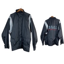 Harley Davidson Rain Jacket Mens Medium Black Nylon Spell Out Motorcycles Zip Up - £35.95 GBP